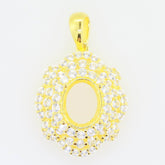 Yellow Gold Plated Sterling Silver Semi Mount Pendant Setting Oval OV 10x8mm - Syzjewelry